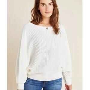 ANTHROPOLOGIE | Cream Karla Ribbed Dolman Sleeve Ribbed Boatneck Sweater Size 1X